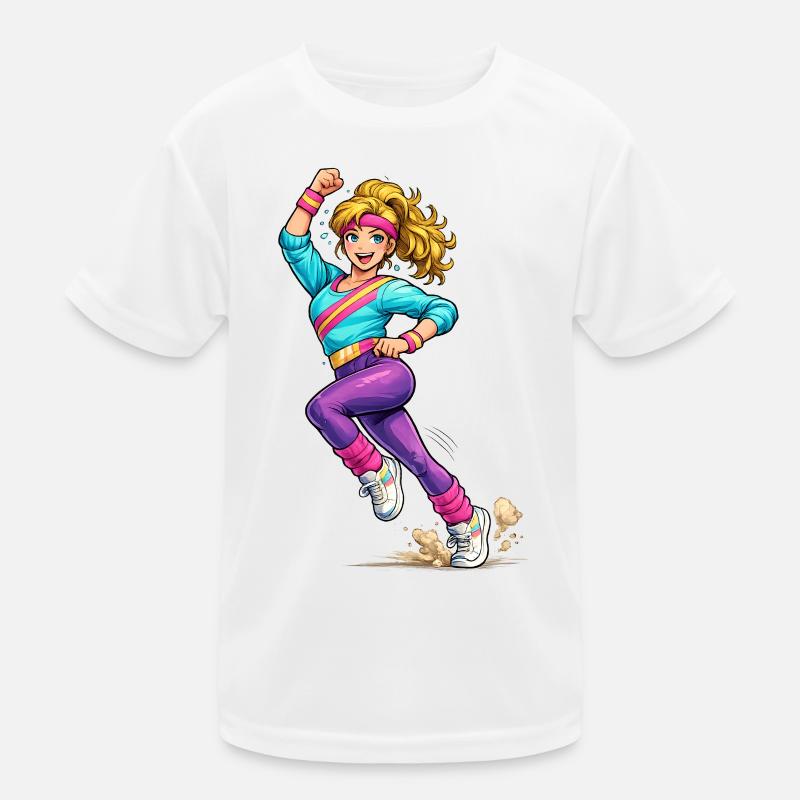 Energetic aerobic woman in motion Kids Functional T-Shirt