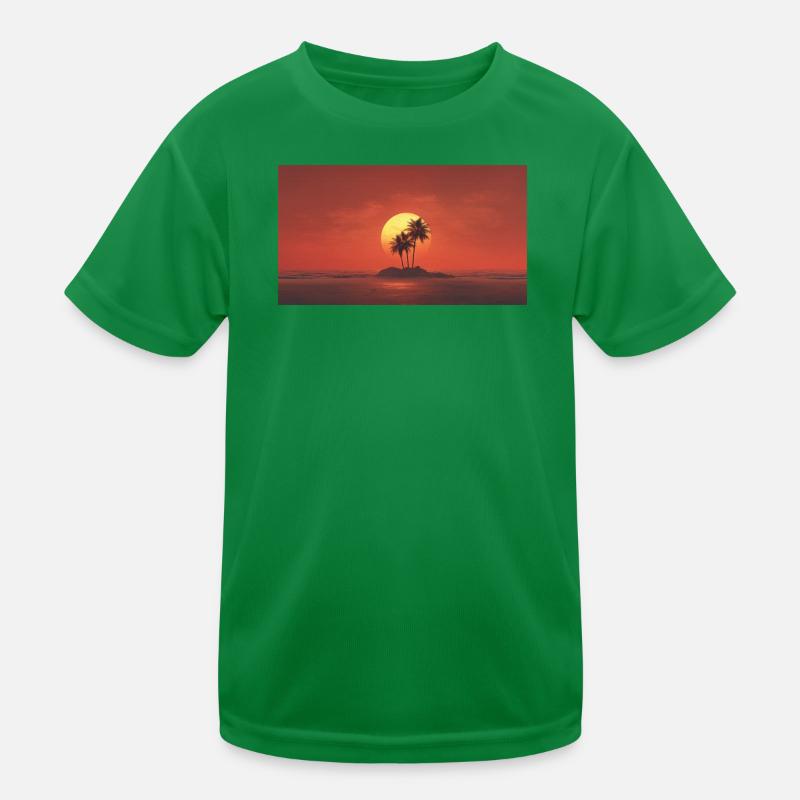 Sunset Palm Island Kids Functional T-Shirt