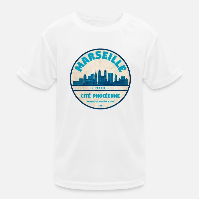 Marseille Skyline Badge T-shirt sport Enfant