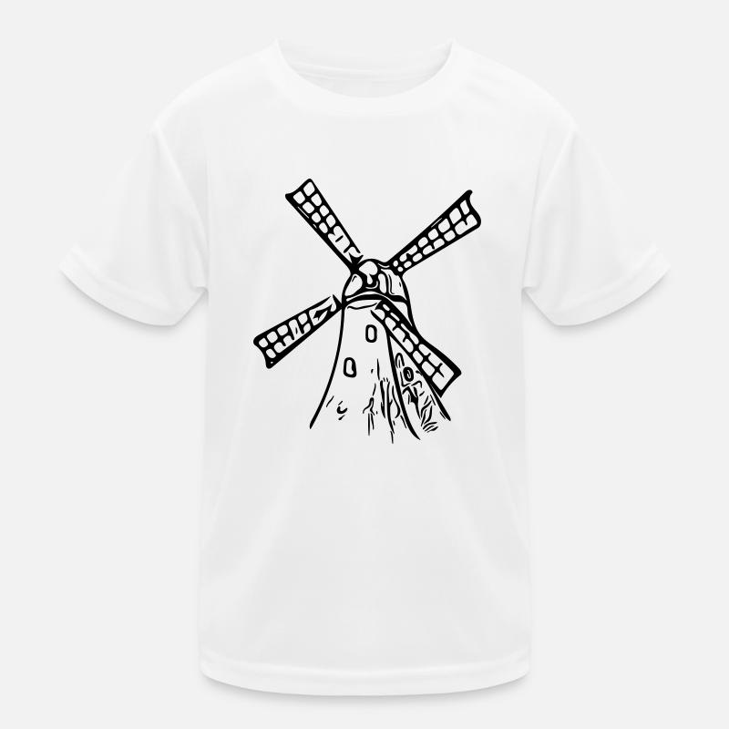Klassische Vintage Windmühle Kinder Funktions-T-Shirt
