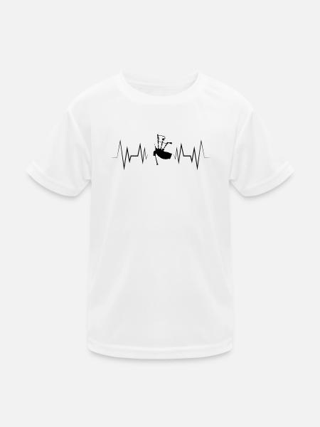 Herzschlag Dudelsack Silhouette - Kinder Funktions-T-Shirt - Weiß - Vorne