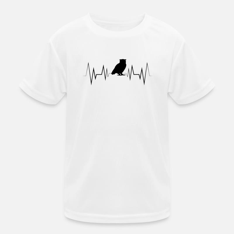Herzschlag Eule Silhouette - Kinder Funktions-T-Shirt - Weiß