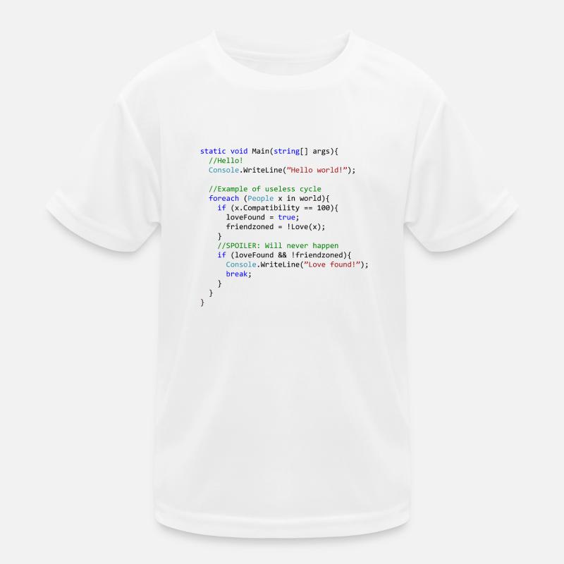 L'amour vu par un programmeur C # - T-shirt sport Enfant - blanc