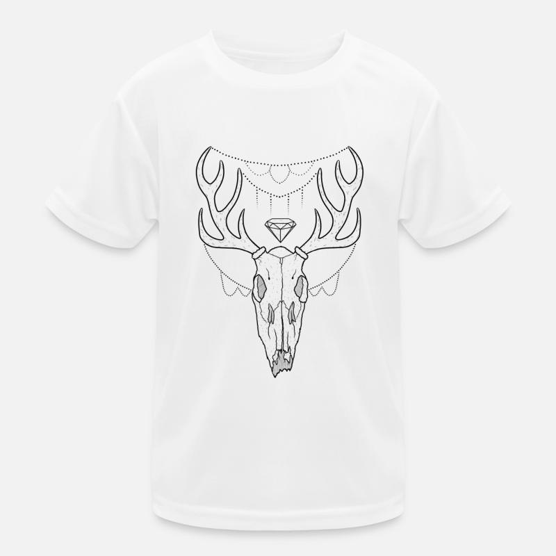 Hirschgeweih Schädel Lineart-Design Kinder Funktions-T-Shirt