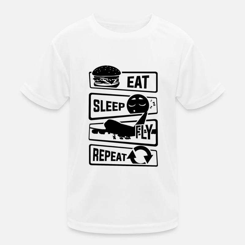 Eat Sleep Fly Repeat - Flugzeug Pilot Flieger Flug Kinder Funktions-T-Shirt