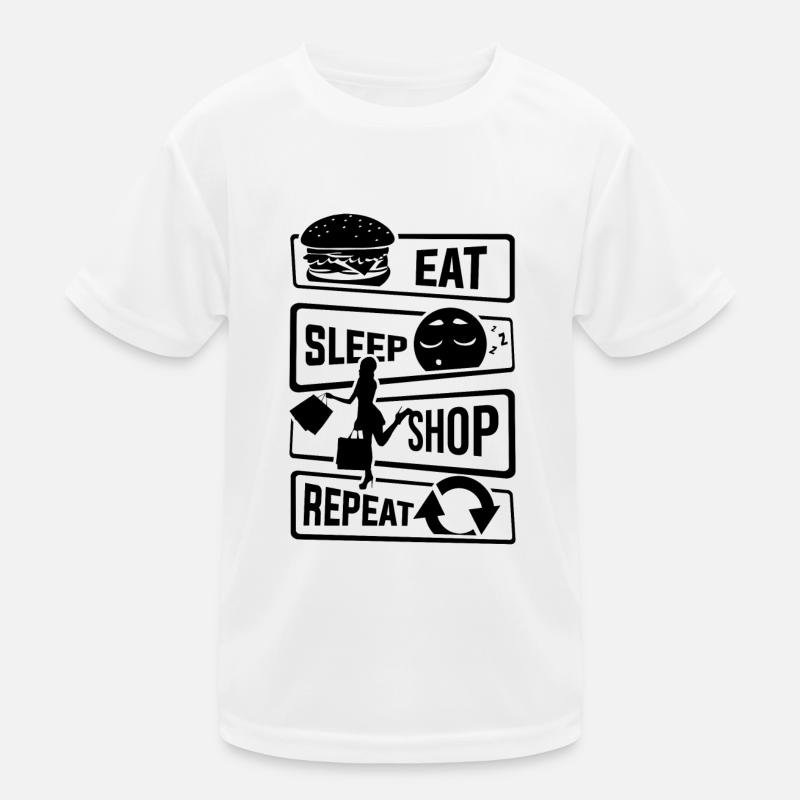 Eat Sleep Shop Repeat - Einkauf Schuhe Geschäft Kinder Funktions-T-Shirt