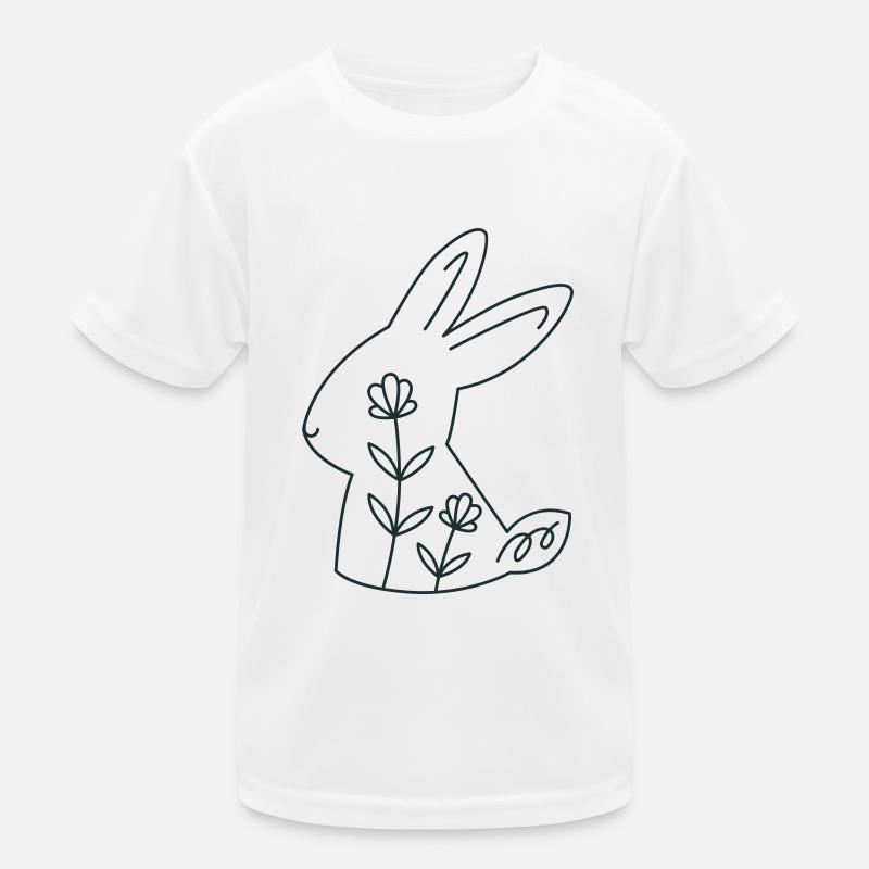 Cute floral rabbit with flowers Kids Functional T-Shirt