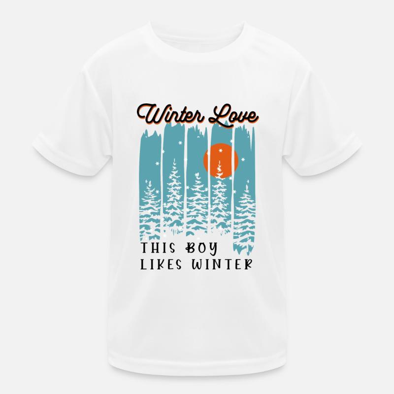 Junge mag Wintersaison Gemütliche Schneelandschaft Kinder Funktions-T-Shirt