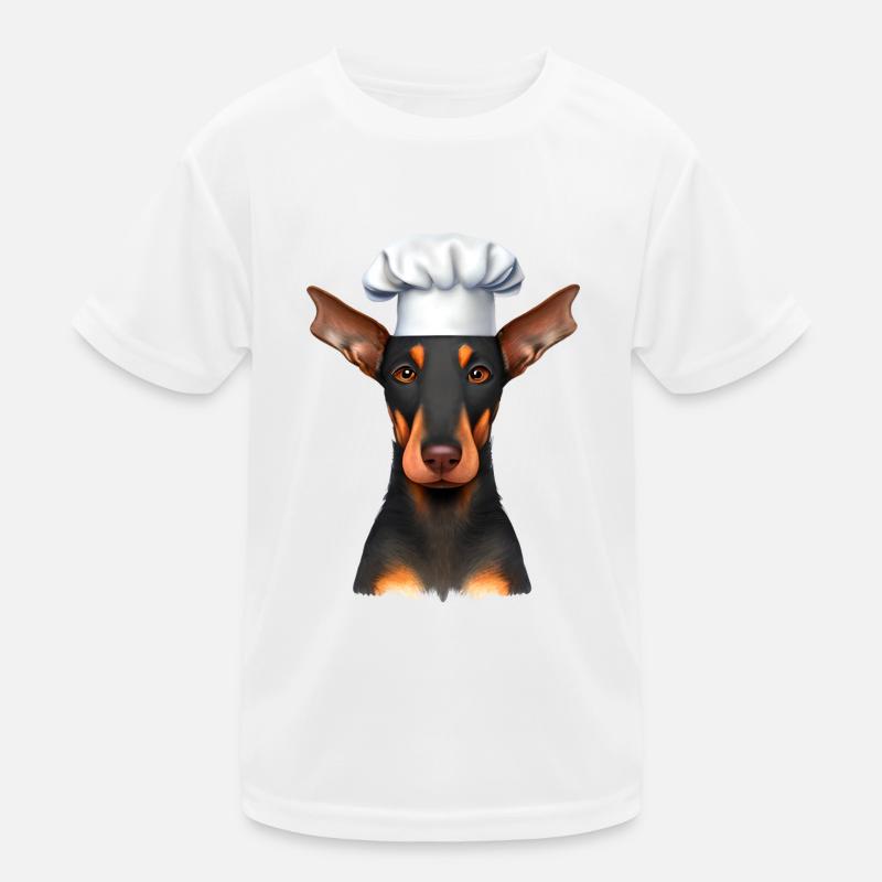 Dobermann Gastronom Hund Köche Dobermannwelpe Kinder Funktions-T-Shirt