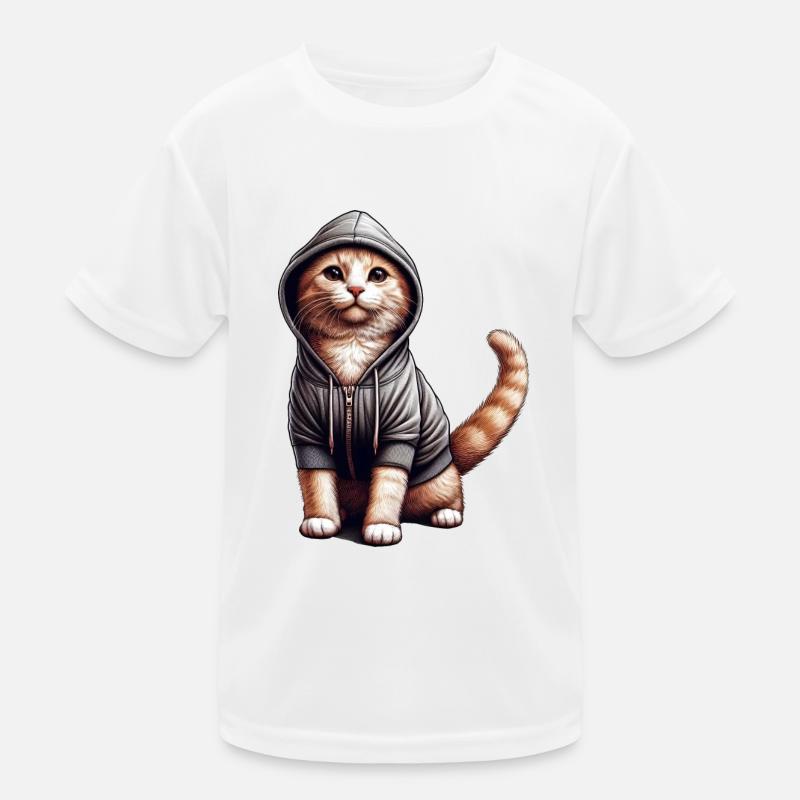 Chat portant un sweat à capuche T-shirt sport Enfant