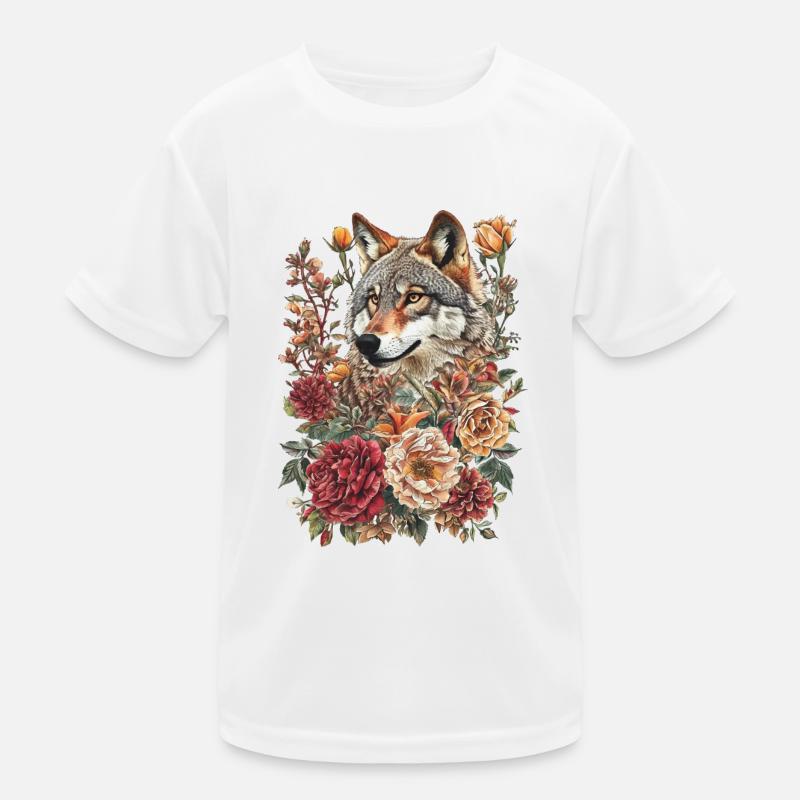 Loup et fleurs T-shirt sport Enfant