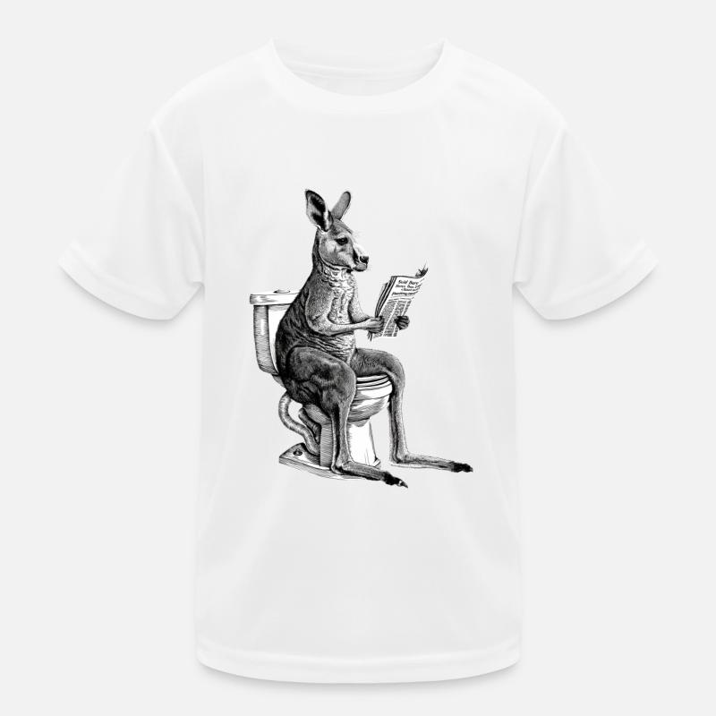 Kangaroo reading the newspaper Kids Functional T-Shirt