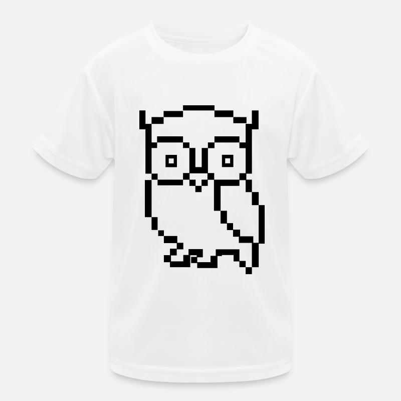 eule pixel - Kinder Funktions-T-Shirt - Weiß