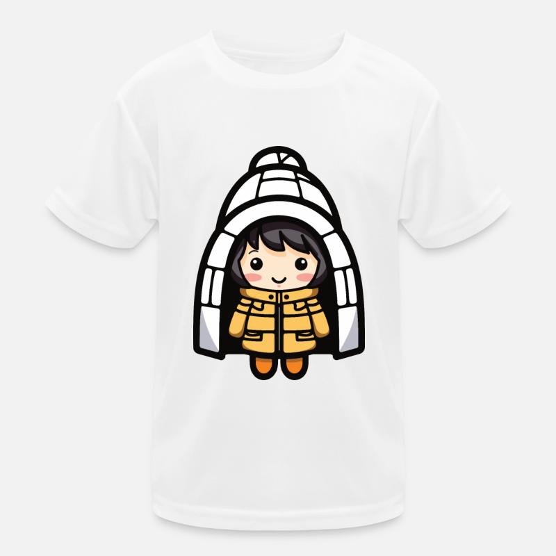 Eskimo Winter Comic Igloo Kids Functional T-Shirt