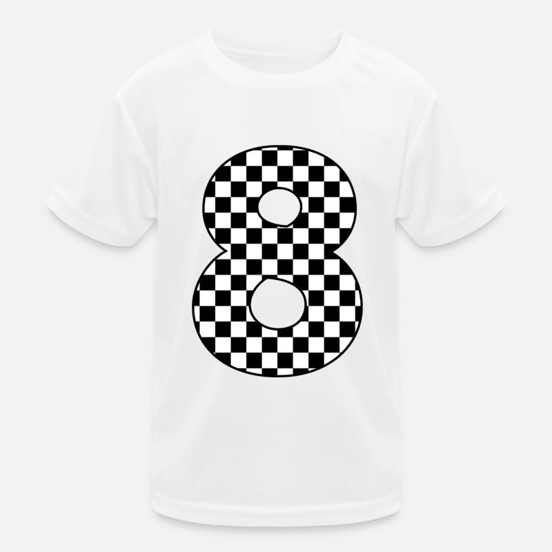 Nummer 8 kariert Kinder Funktions-T-Shirt