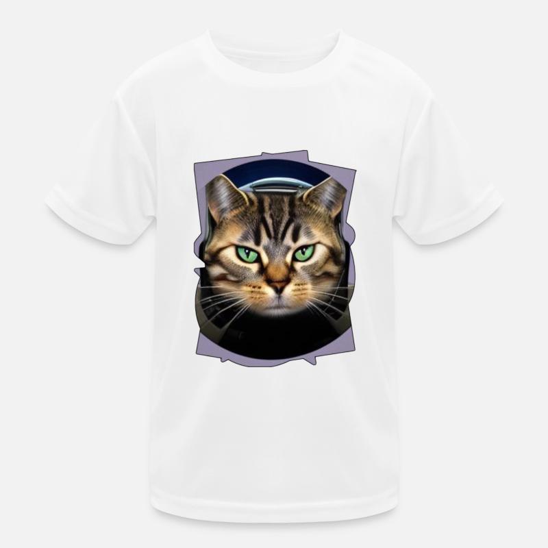 Space Cat 2 - Kids Functional T-Shirt - white