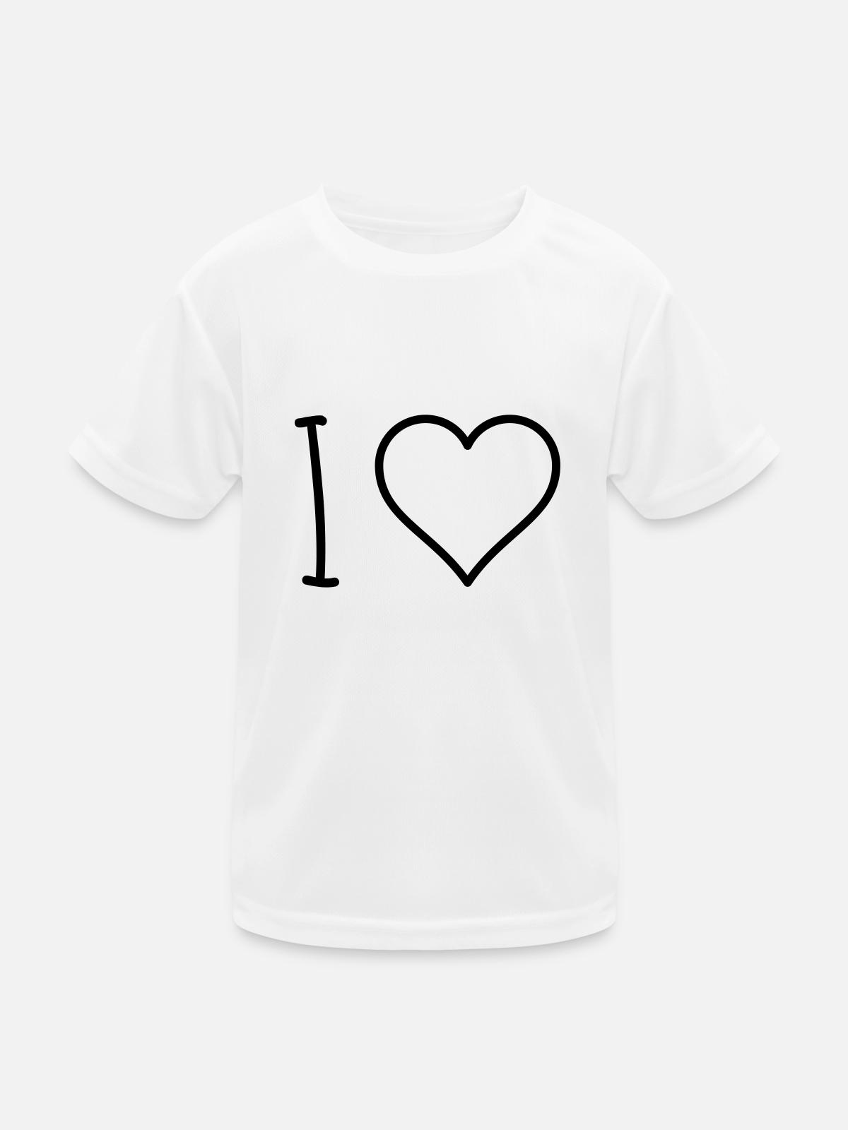 I Love - Kinder Funktions-T-Shirt - Weiß - Vorne