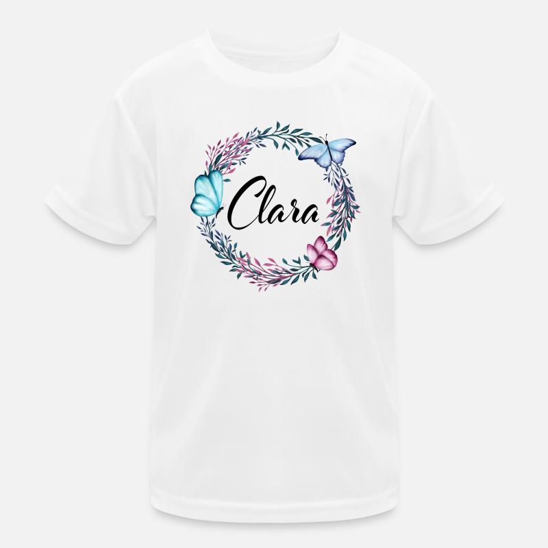 Clara, nom, lettrage, couronne de fleurs, cadeau T-shirt sport Enfant