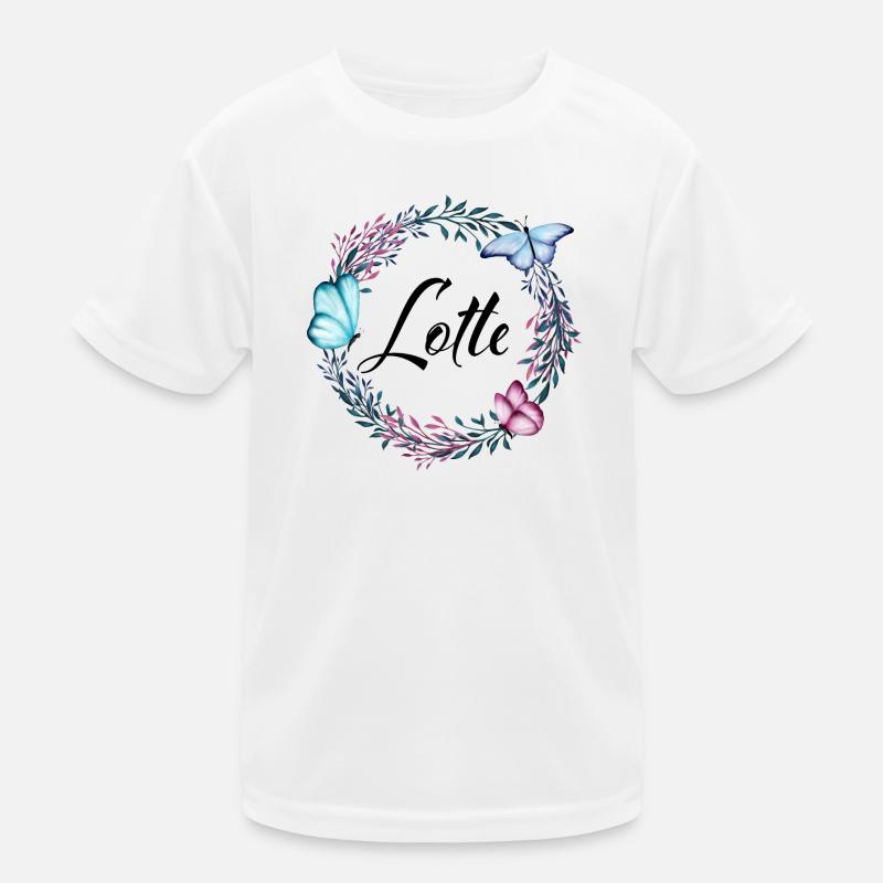 Lotte, nom, lettrage, couronne de fleurs, cadeau T-shirt sport Enfant