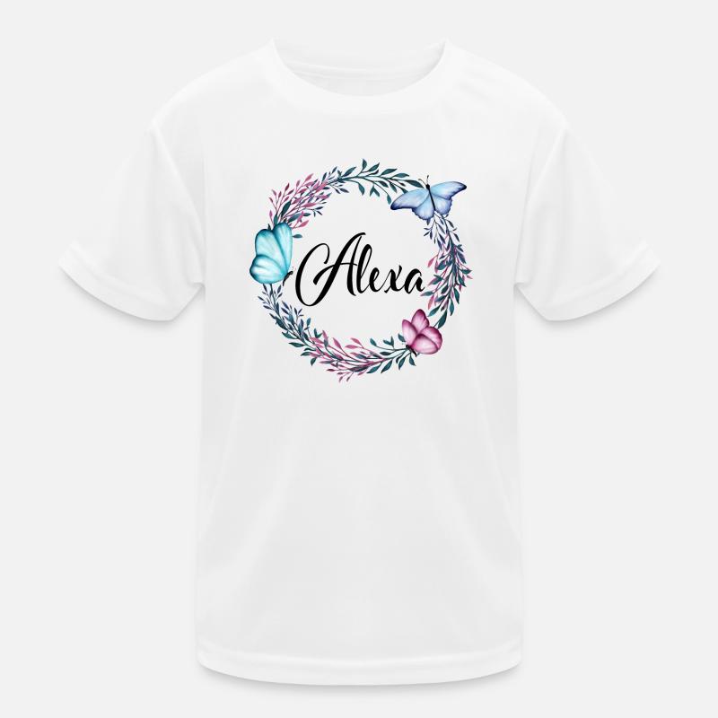 Alexa, Name, Schriftzug, Blumenkranz, Geschenk Kinder Funktions-T-Shirt