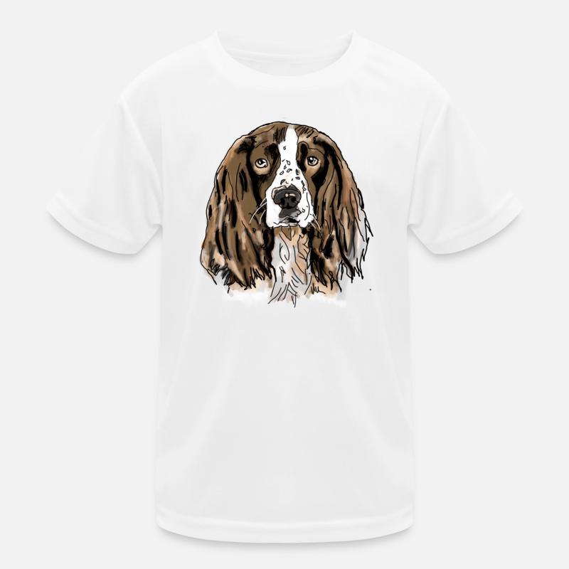 Spaniel - Kinder Funktions-T-Shirt - Weiß