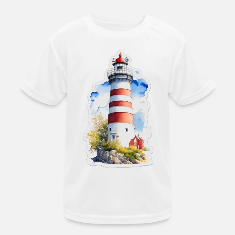 Leuchtturm - Kinder Funktions-T-Shirt - Weiß