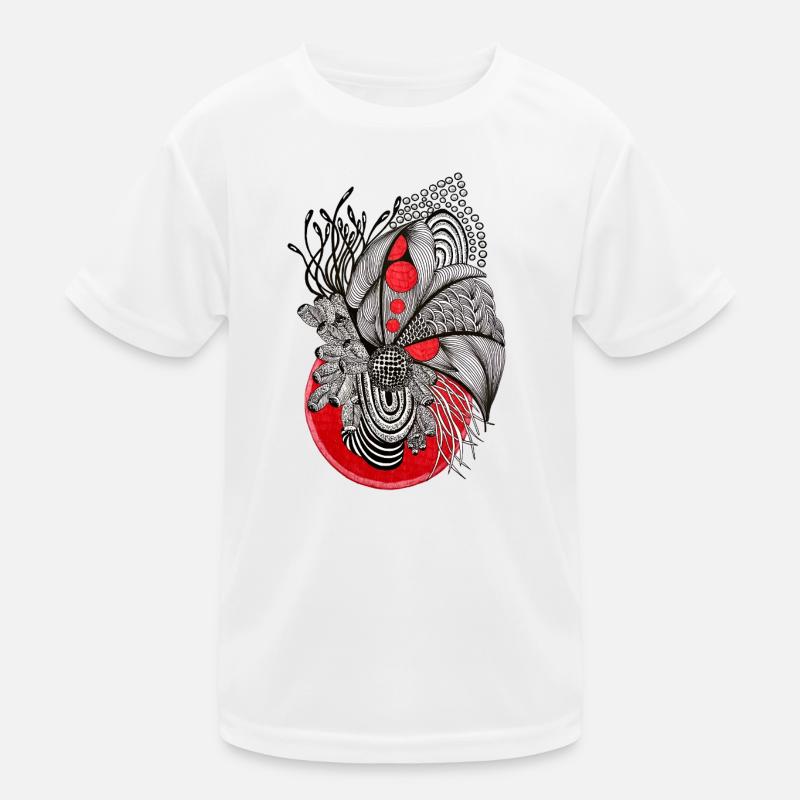 Rote Orbs Linienpflanze Kinder Funktions-T-Shirt