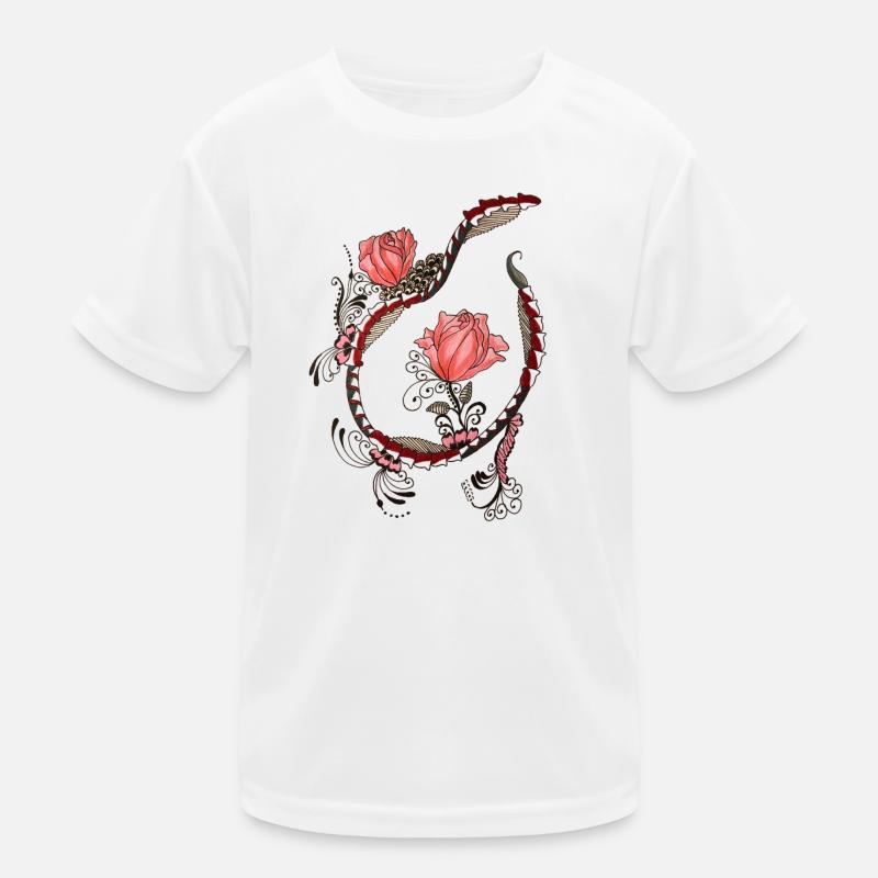 Rose tendril frame with floral ornamentation Kids Functional T-Shirt