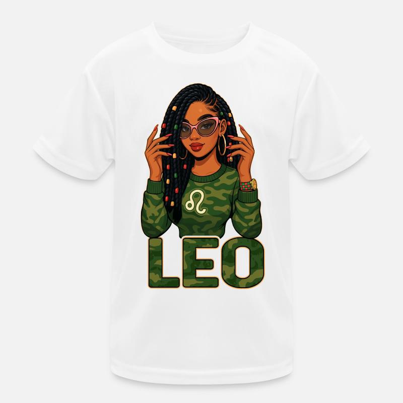 Löwenkönigin – Lock-Afro-Mädchen Strahlende Kraft Kinder Funktions-T-Shirt
