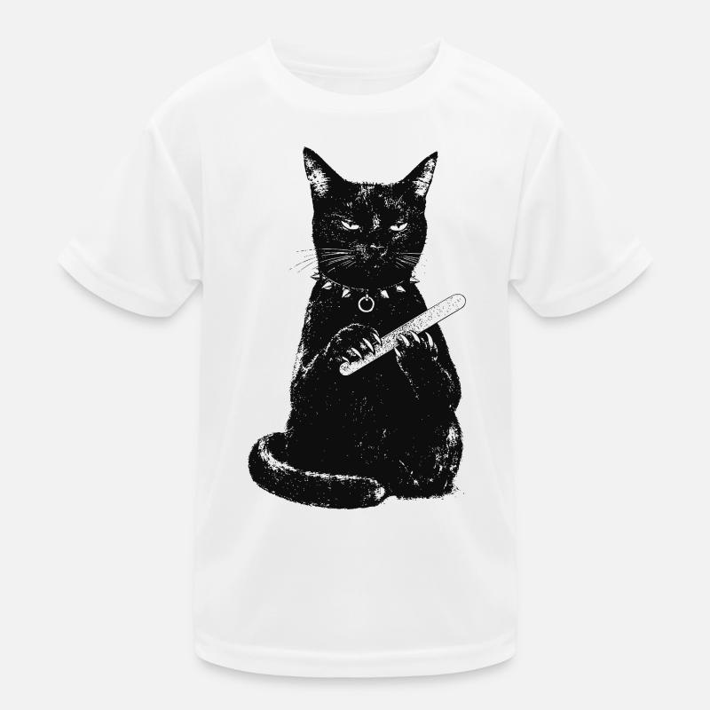 Cat with nail file Kids Functional T-Shirt