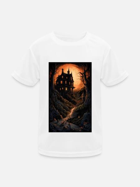 Somber & bright horror home in strange nature - Kids Functional T-Shirt - white