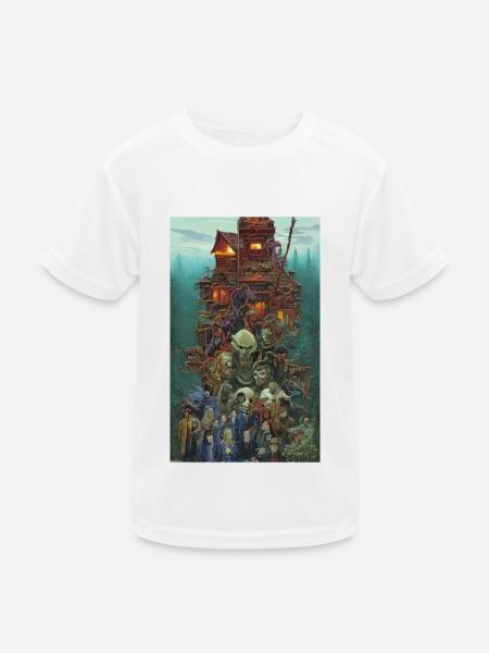 Abstrakte -Familienlandschaftsdarstellung - Kinder Funktions-T-Shirt - Weiß