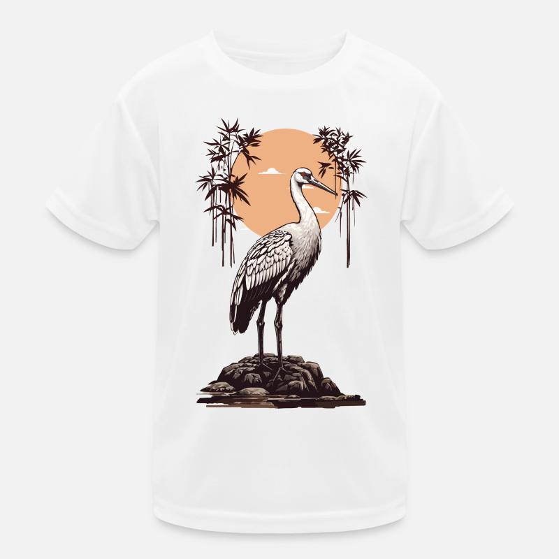 Ukiyo-e Crane Japanese Art Bird Love Bird Kids Functional T-Shirt