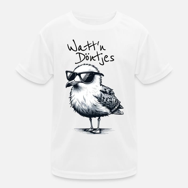 Watt'n Döntjes Coole Möwe Low German Saying Kids Functional T-Shirt