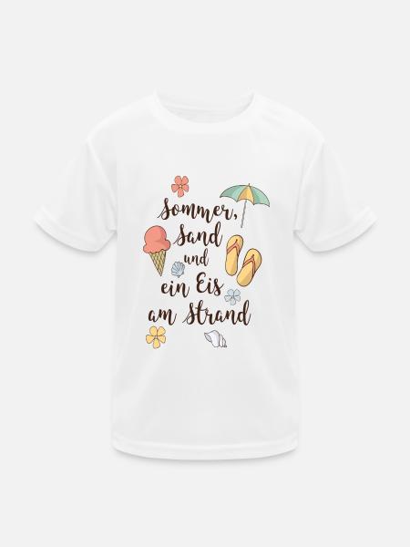 Strand - Kinder Funktions-T-Shirt - Weiß - Vorne