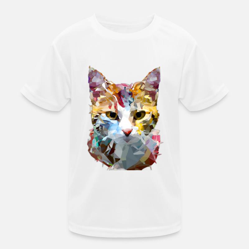 Abstract Polygon Geometric Cat Kids Functional T-Shirt