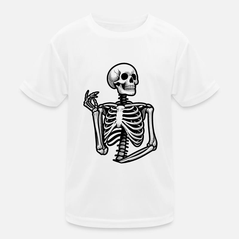 Pensive Skeleton - Bones Kids Functional T-Shirt