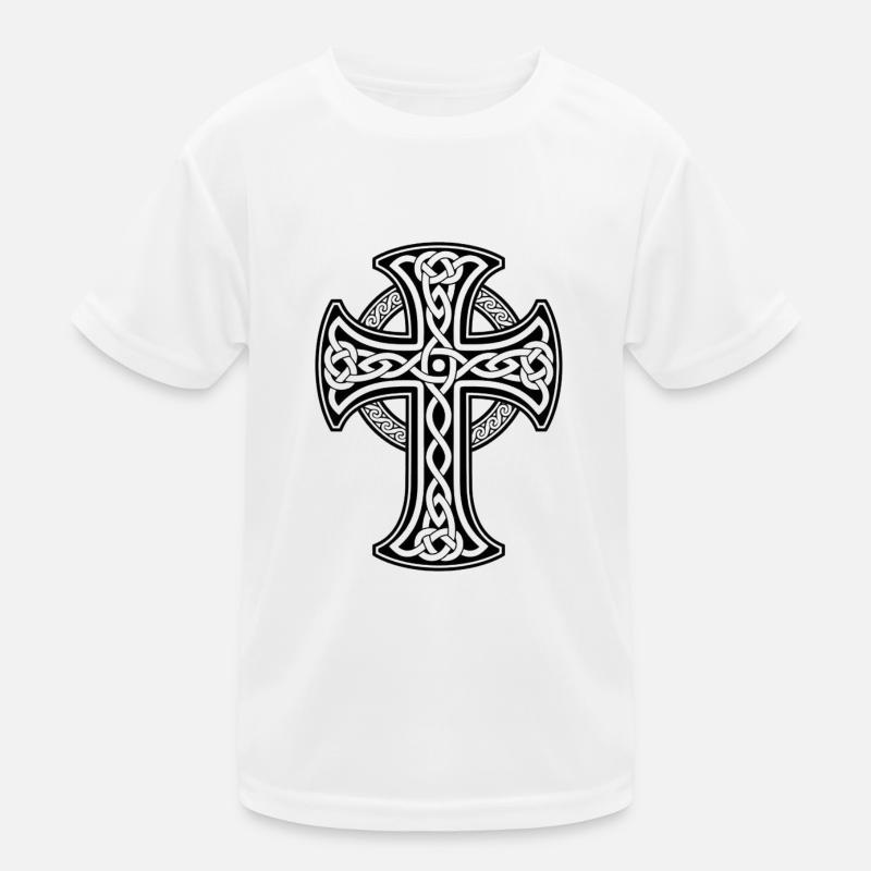 Black Celtic cross with circular braid Kids Functional T-Shirt
