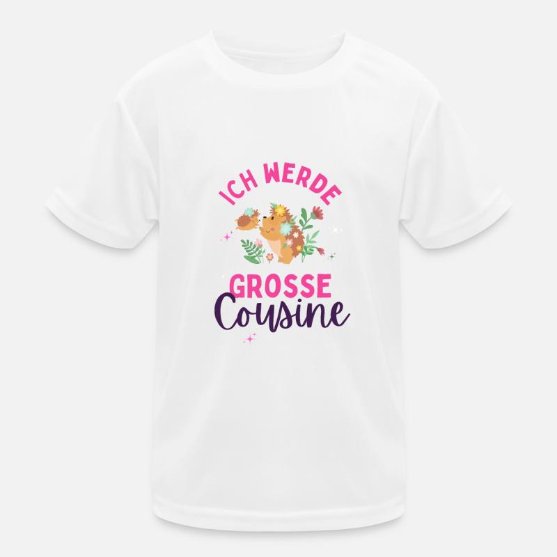 Ich werde Große Cousine 2024 Loading Igel Herz Kinder Funktions-T-Shirt