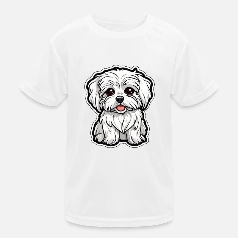 Mignon Chiot Maltais Petit Chien Mignon Blanc T-shirt sport Enfant