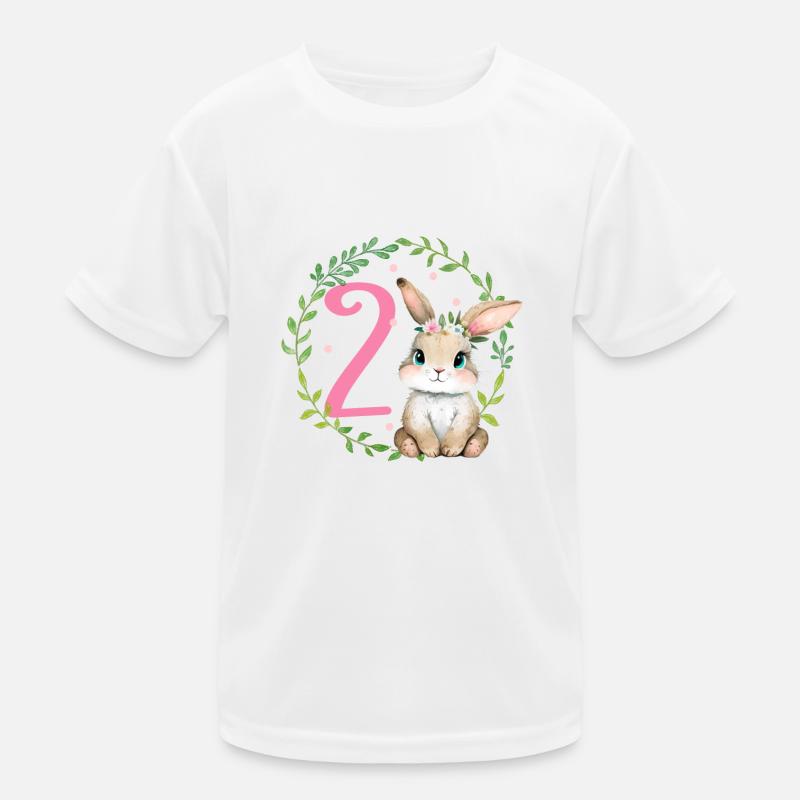 Geburtstag 2 Hase Waldtier Mädchen Zwei 2 Jahre al Kinder Funktions-T-Shirt