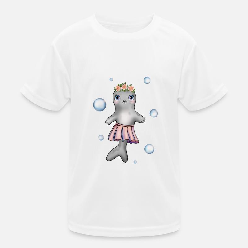 Petit bébé phoque avec couronne de fleurs et jupe T-shirt sport Enfant