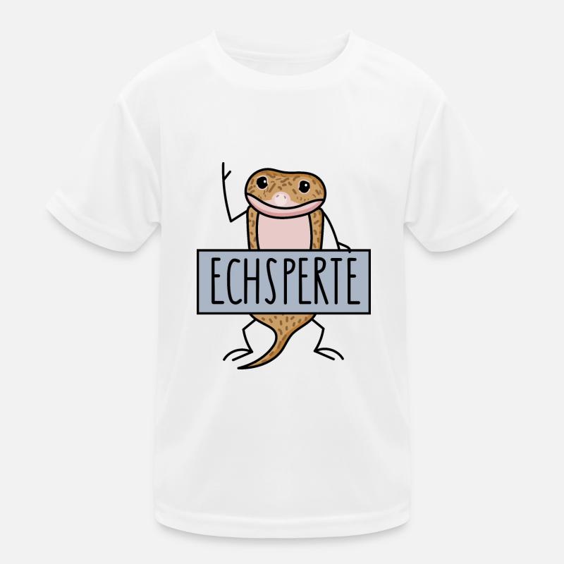 Lustige Echse als Experte Kinder Funktions-T-Shirt