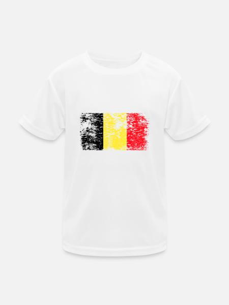 Drapeau de la Belgique Drapeau belge Vintage Look vieilli - T-shirt sport Enfant - blanc - Devant