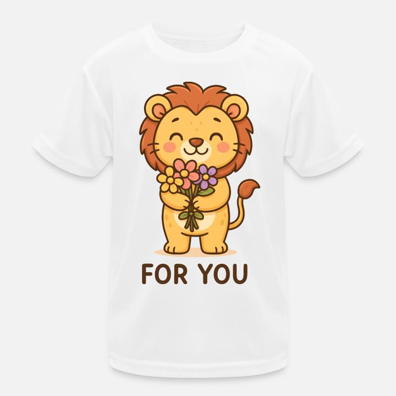 Lion with flowers greeting Kids Functional T-Shirt
