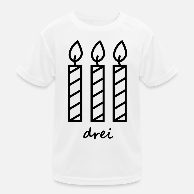 Geburtstag drei Kerzen Kinder Funktions-T-Shirt