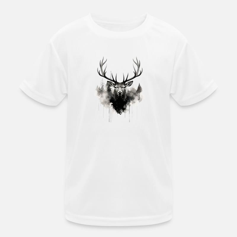 Hirsch - Kinder Funktions-T-Shirt - Weiß