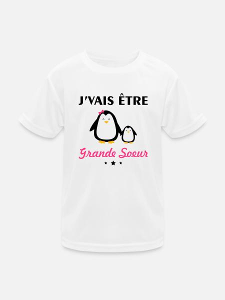Je vais être grande soeur, bientôt grande-soeur - T-shirt sport Enfant - blanc - Devant