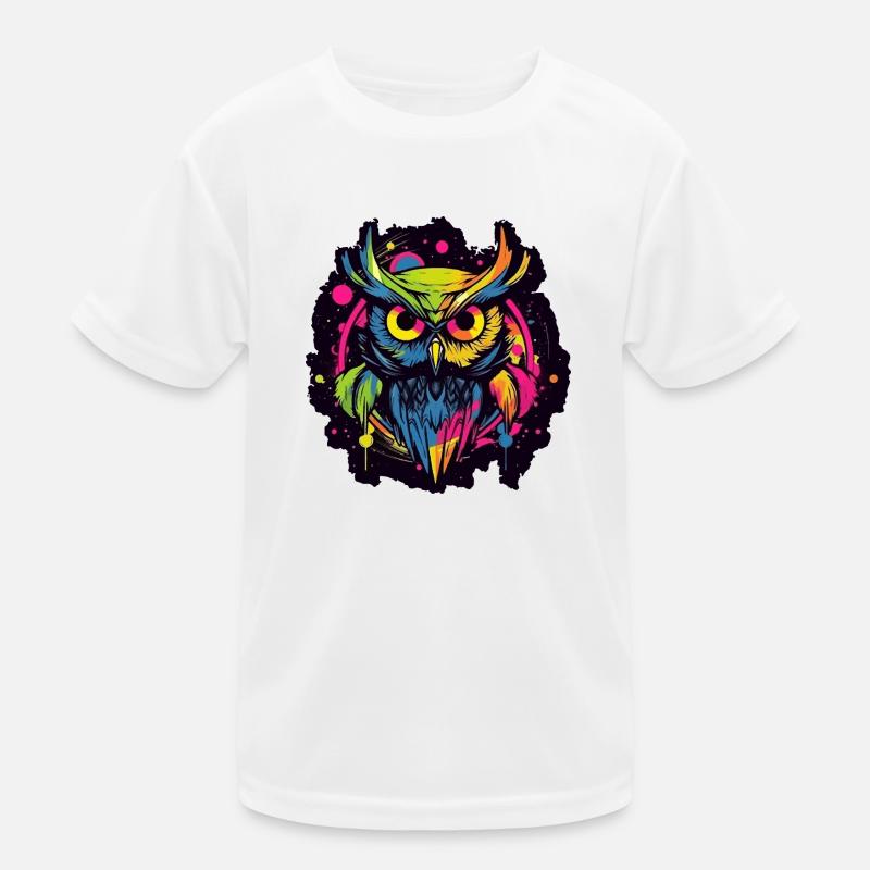 Eule - Kinder Funktions-T-Shirt - Weiß