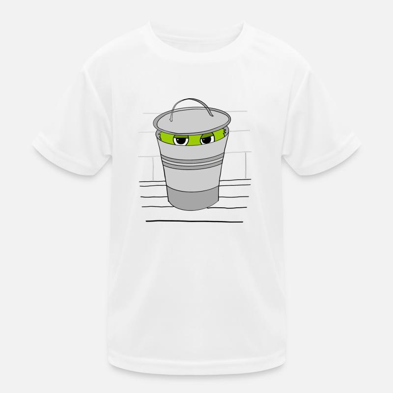 Eimer Monster - Kinder Funktions-T-Shirt - Weiß